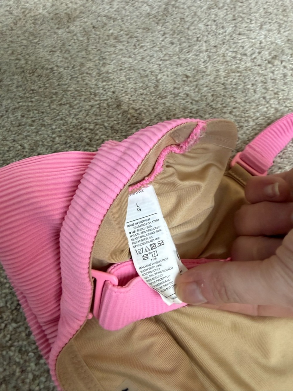 Pink Ribbed High Waisted Bikini Old Navy size Large adjustable/removable straps - Picture 4 of 4
